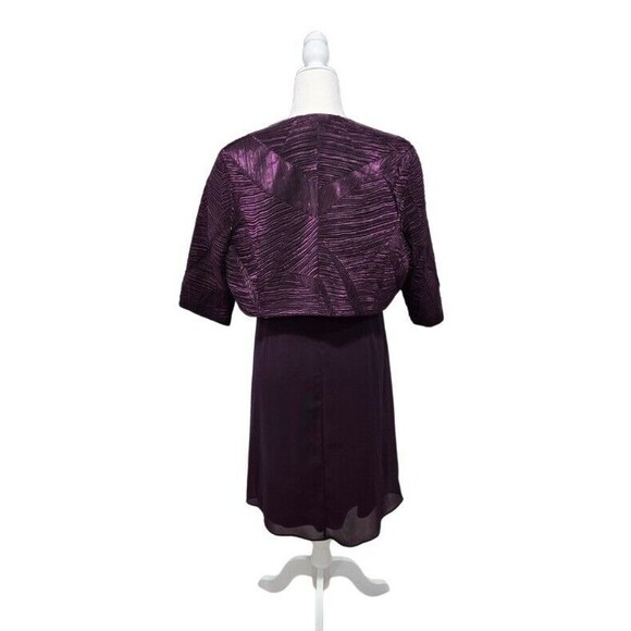R&M Richards 2 Piece Dress Size 18 Purple Cocktail/Mother of Bride Bolero Jacket - Picture 8 of 13